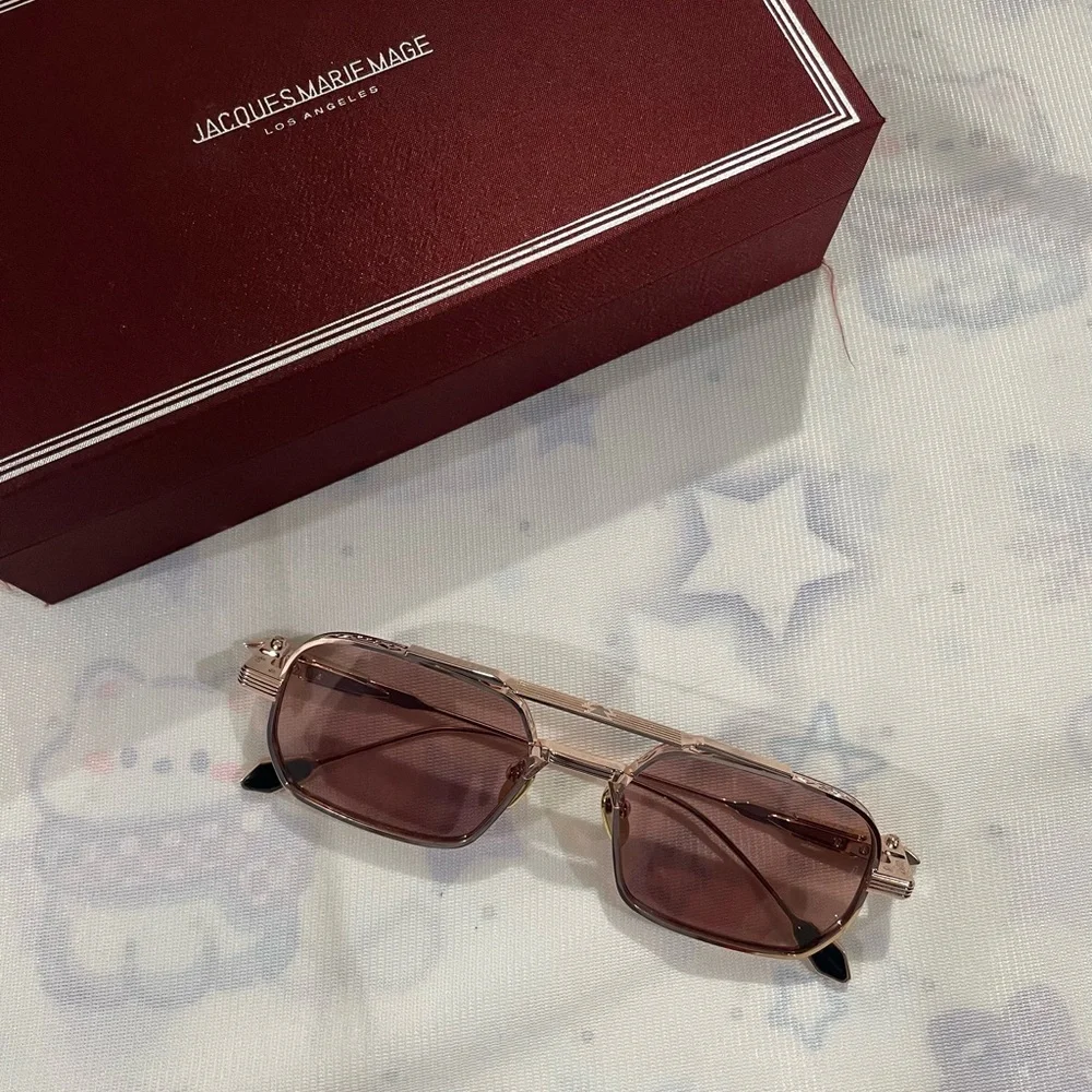 Jacques Marie Mage Women’s Gold Frame Sunglasses with Burgundy Lenses